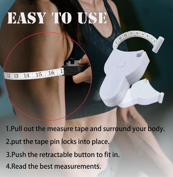 2-pack kroppsmåttband 60 tum 150 cm, låsstift och tryckknapp indragbar måttband vit