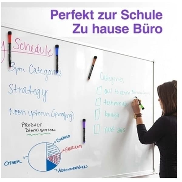 12 set med magnetiska whiteboardpennor och sudd