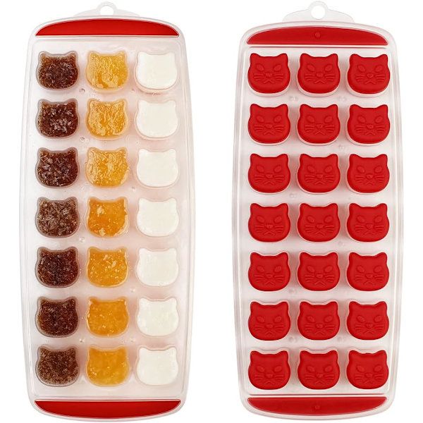 Isbitstråg, Godis-, Chokladform, Katt-Isform, Lätt att Lossa, 2-pack, Diskmaskinsäker Röd