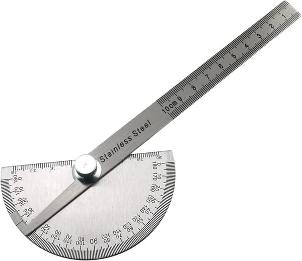 Rustfrit Stål 180 Graders Vinkelmåler Arm Rotationsmåler Lineal 10cm