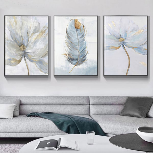 Kukkakangastaide abstrakti print höyhenkoristelukuva olohuoneeseen pohjoismainen kodinsisustusseinäjuliste 30*40cm