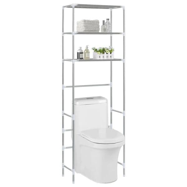 vidaXL Toaletthylla med 3 hyllplan Silver 53x28x169 cm silver Silver