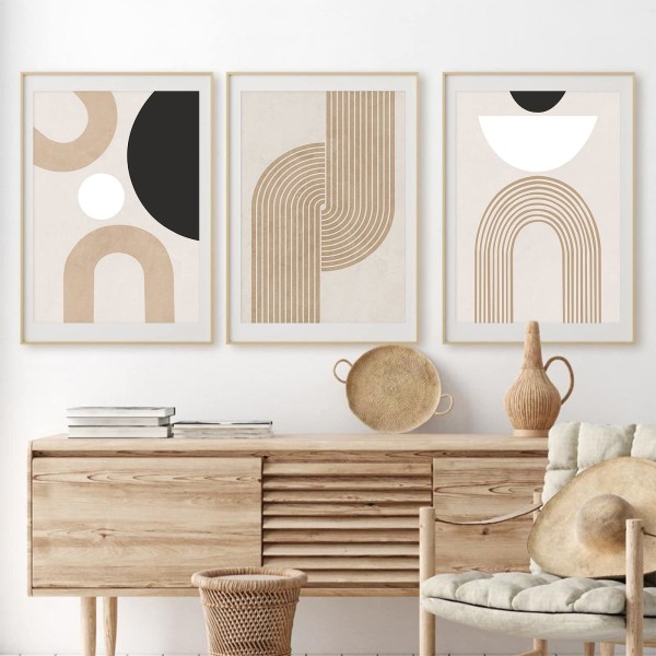 Set med 3 premiumaffischer, modern abstrakt konst väggbilder, utan ram, boho dekorativa bilder för vardagsrum, sovrum 50*70cm