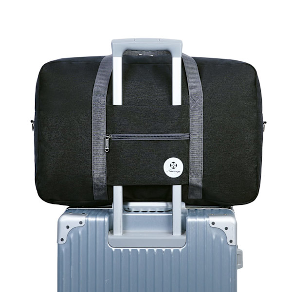 Vikbar resväska för flygbolag, stor kabinväska, hopfällbar resväska, duffelväska, handbagage, övernattningsväska för kvinnor och män (svart) Black