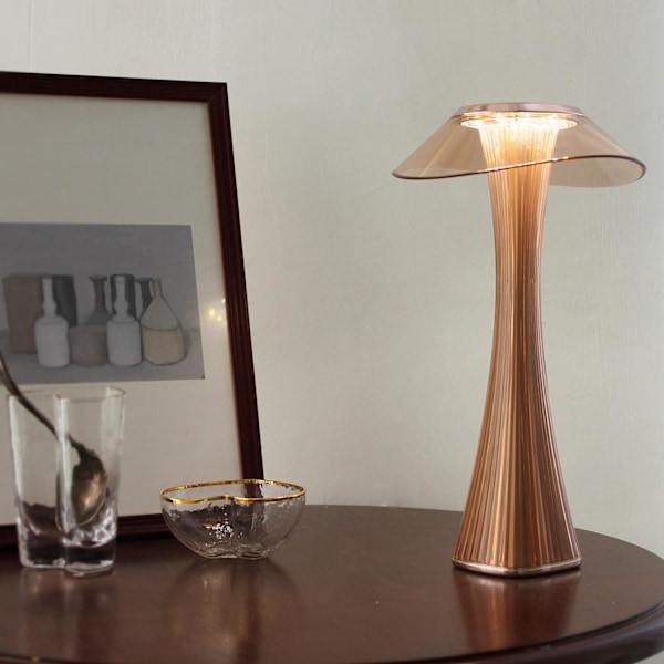 Dimbar USB-bordslampa, uppladdningsbar sänglampa - Rosa LED-touch-nattlampa 3W trådlös bordslampa modern nattlampa champagne