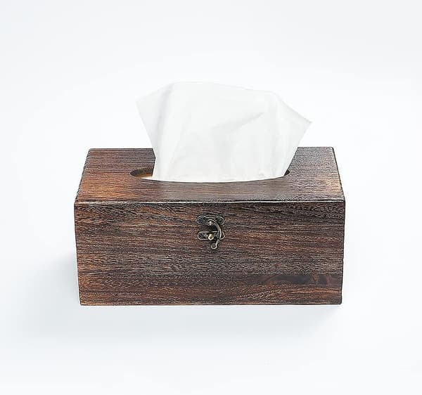 Rektangulær Tissue Box Cover Dekorativ Tre Ansiktsvevholder