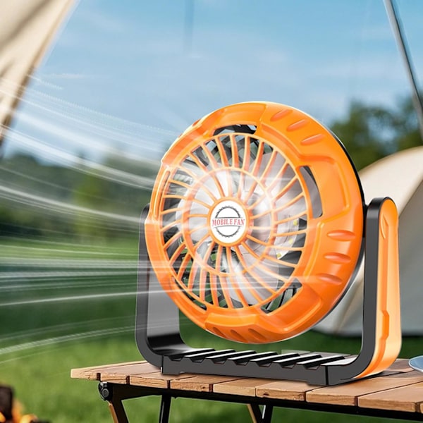 Campingfläkt med LED-lampa | Vattentät hängkrok | Bärbar luftkylning för utomhusbruk, festival, strand, fiske, baklucka