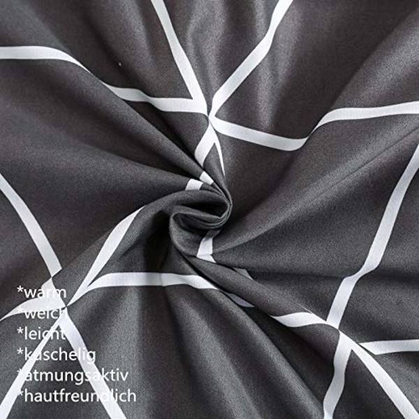 200x200cm Sort Hvid Grå Geometrisk Ternet Vendbart Sengelinnedsæt 200*200cm