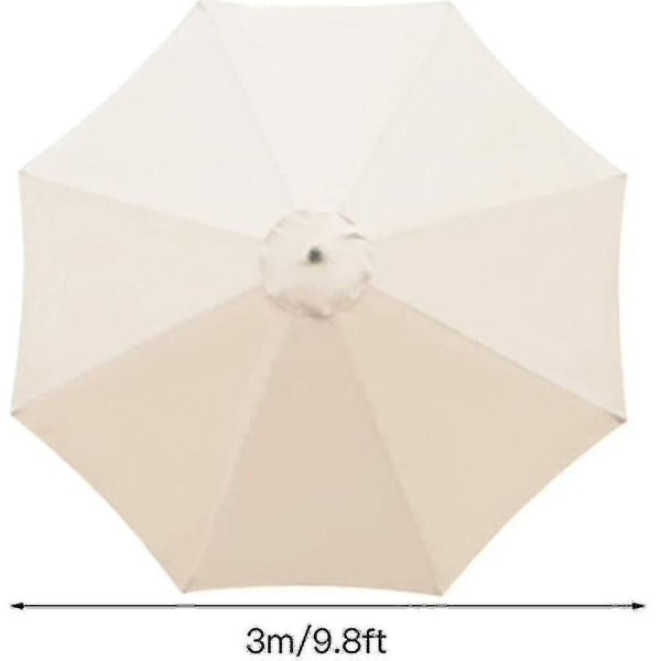 8 Ribber Vandtæt Anti-UV 3m Parasol Udskiftningsbetræk - Beige