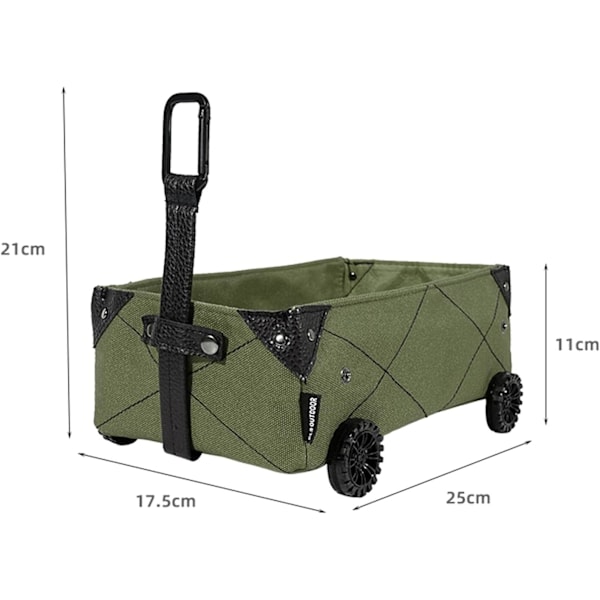 Sammenklappelig Campingvogn Lille Sammenklappelig Vandtæt Opbevaringsarrangør Kasse Strand Have Trolley Vogn Lærred Vævningsboks slags-militærgrøn ArmyGreen