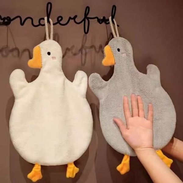 2pcs Cute Duck Style Hand Dry Towel Fast Drying Hand Towels for Home Kitchen Use