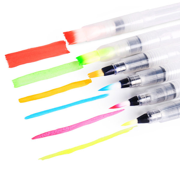 Sæt med 6 akvarelpenne - Vandpenne til akvarelmaling - Genopfyldelige vandmalingspen - Akvarelpenne - Aqua Brush Pen