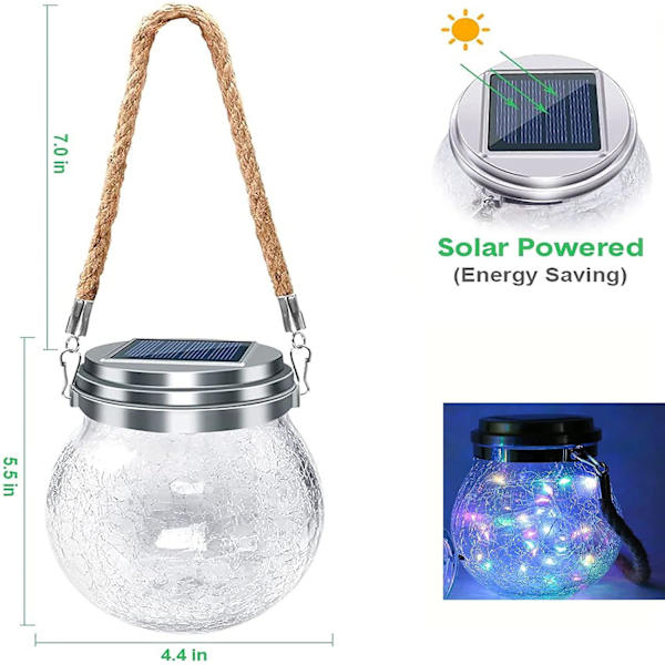 Solcellslykta Utomhus Trädgård - 2 Pack Vattentät Utomhus Solcellslampa - 30 LED Solcells Utomhus Trädgård Dekorativ Belysning