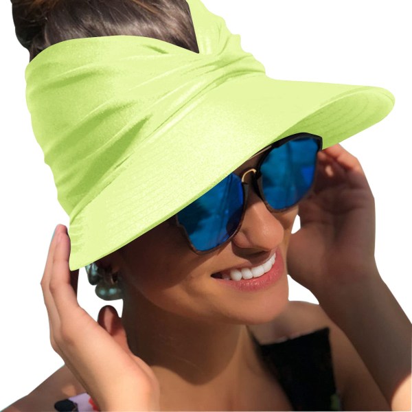 Dame Solskygge Hat Bred Skygge UPF 50+ UV Beskyttelse Sommer Topless Strand Hat Foldbar Hurtigtørrende Solbeskyttelse Strand Sport Cap gul yellow