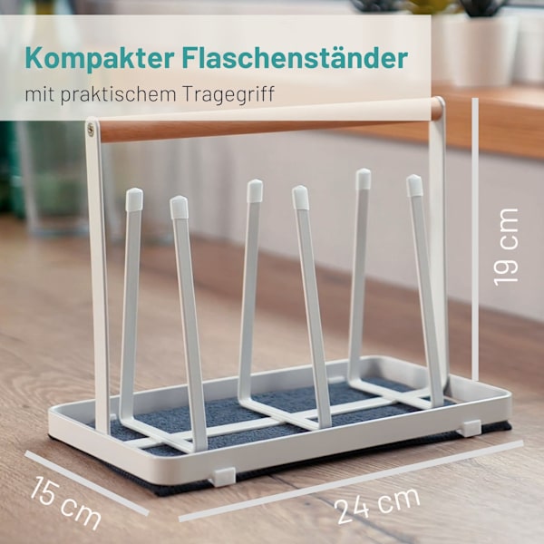 All-in-one flaskeholder for SodaStream - avløpsstativ for alle typer flasker drikke- og babyflasker - universell tørkestativ (metall, hvit) white