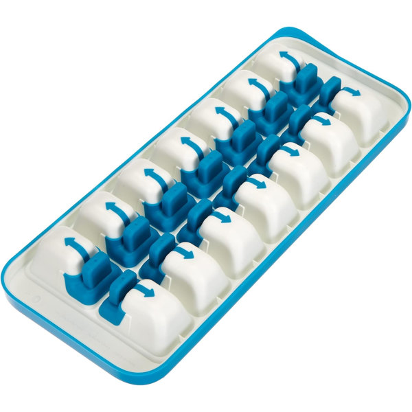 Helposti irrotettava jääpalatarjotin pinottavalla kannella, tekee 14 jääkuutiota - sininen (2 kpl:n pakkaus) Blue