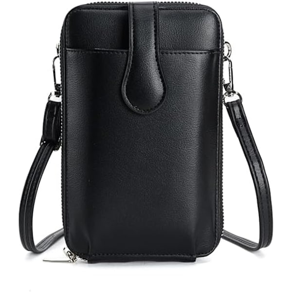 Små Crossbody-väskor för Kvinnor, PU-Läder Telefonplånbok, Små Handväskor för Kvinnor, Mobiltelefonplånbok, Svart