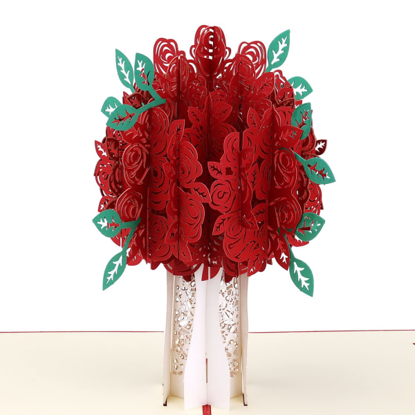 3D Pop up Valentine-kort, 3D-blomsterkort Rosebukett-hilsenskort med konvolutt for Valentinsdagens bryllup morsdag (5,9 x 5,9 tommer)