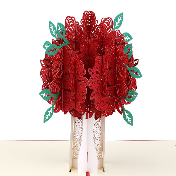 3D Pop-up Valentinsdagskort, 3D Blomsterkort Rose Bouquet Gratulationskort med Kuvert til Valentinsdag Bryllup Mors Dag (5,9 x 5,9 Tommer)