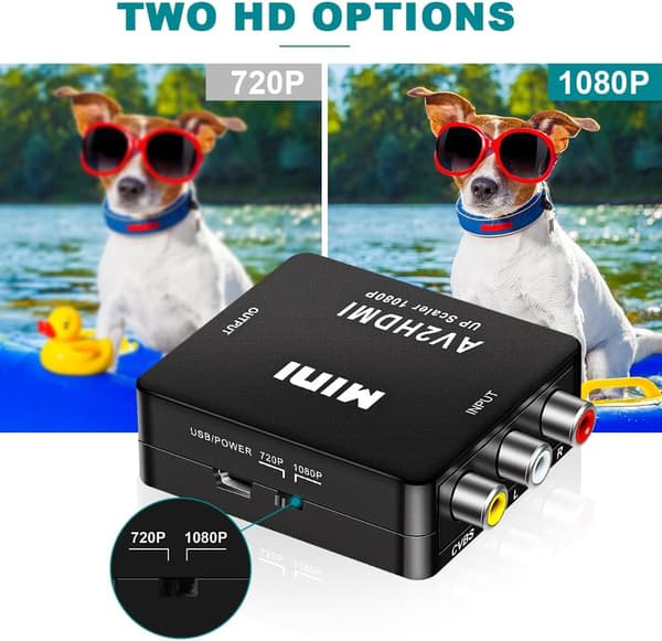 RCA til HDMI-adapter, Mini AV RCA CVBS til HDMI-videokonvertere, understøtter 720 1080P til PC Xbox PS3 PS2 TV STB