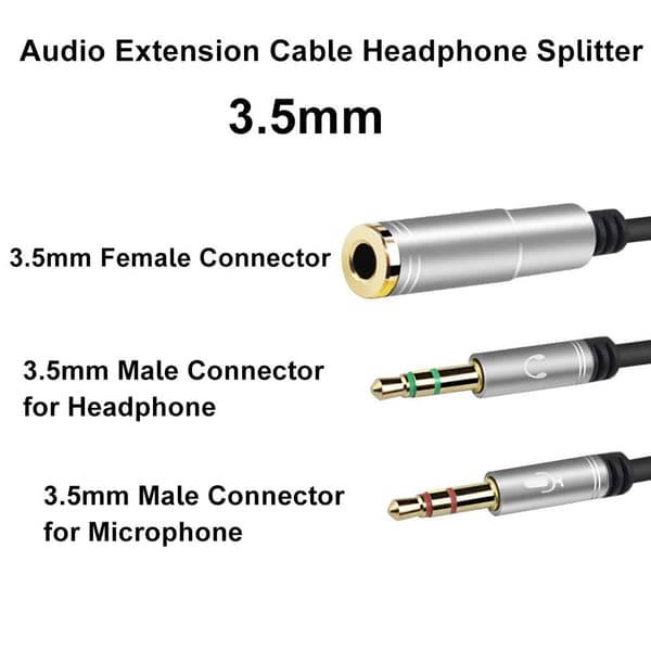3,5 mm jacksadapter, 3,5 mm hun til 2 dobbelt han jacks lydkabel splitteradapter (2 stk.) silver