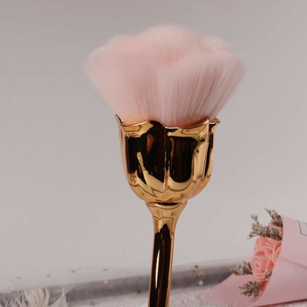 Nail Art Dust Brush Manikyr Rose Head Design Mjuka borst Blush Powder Brush Manikyrverktyg