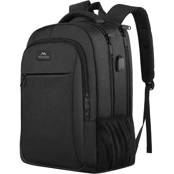 Business Laptop Rygsæk  Rejse Laptop Taske Rygsæk med USB Opladningsport Vandresistent Laptop Rygsæk Daypack , Sort-45*30*20cm Black