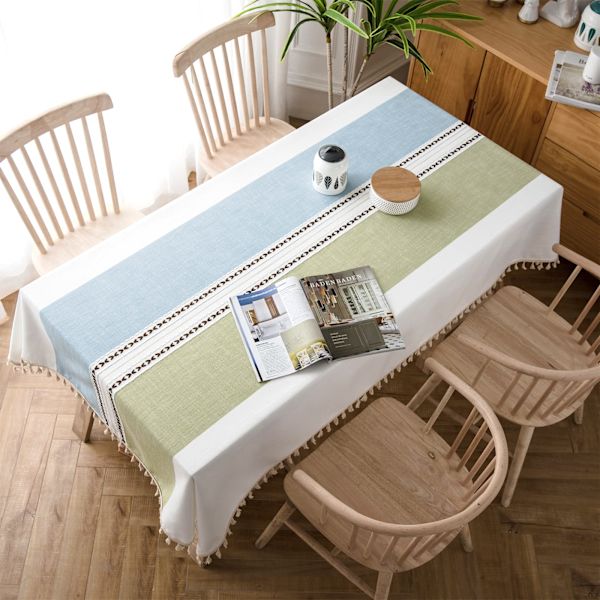 Vaskbar dug med kvast i bomuldslinned-look, lotus-effekt, vandafvisende, skridsikker, til restauranter, haver og bordbeskyttelse (T2, 140 x 220 cm) T2, 140 x 220 cm