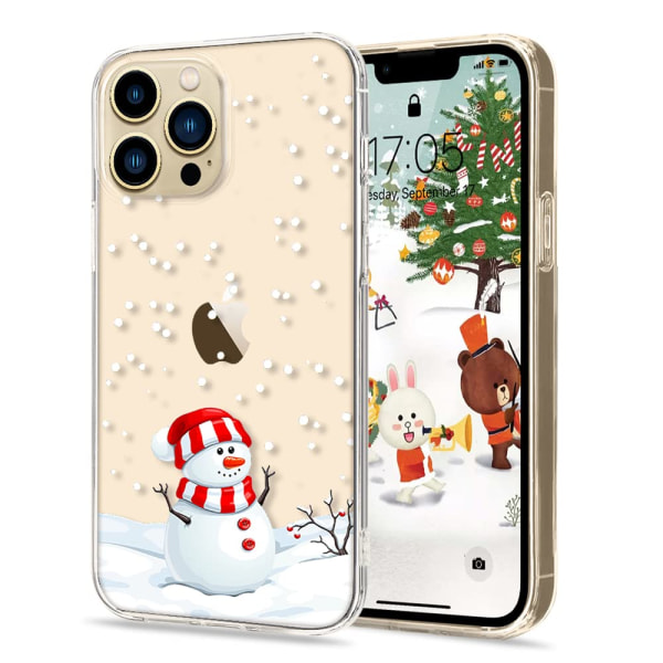 Jul genomskinligt phone case sött mönster iPhone 14 Pro Max cover Silikongel Ultratunnt Slime Fit Stötsäkert case för iPhone 14 Pro Max, Snowman iPhone 14