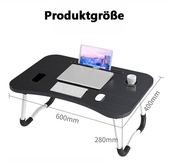 Bærbar PC-bord, bærbar PC-sengbord, sammenleggbart, skuff, blokkstativer, for seng, sofa, gulv brown