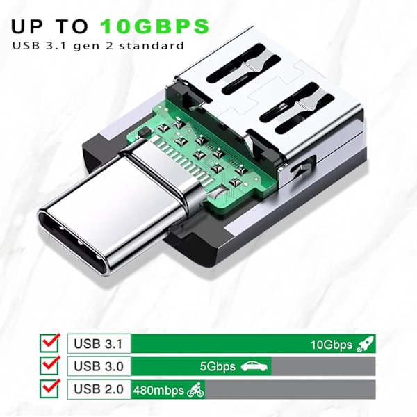 USB C til USB Adapter 3.1 Gen 2, 10 Gbps USB til USB C Adapter, USB-C Han til USB 3.0 A Hun USB 3.2 Type C OTG Konverter til MacBook Pro Laptop PC