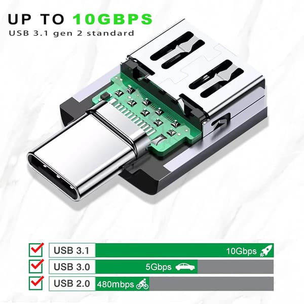 USB C till USB-adapter 3.1 Gen 2, 10 Gbps USB till USB C-adapter, USB-C hane till USB 3.0 A hona USB 3.2 Typ C OTG-konverterare för MacBook Pro Laptop PC