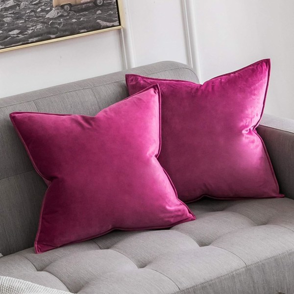 Paket med 2 sammetsmjuka dekorativa fyrkantiga slängkuddar Kuddfodral Örngott för soffa sovrum med osynlig dragkedja 40 cm x 40 cm Set med två ros