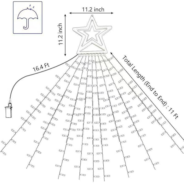 Juletrærstrenglys, 350 stk LED 3,5 m/11,48 fot, Juletrærdekorasjoner, for julehage soverom og fest (farget)