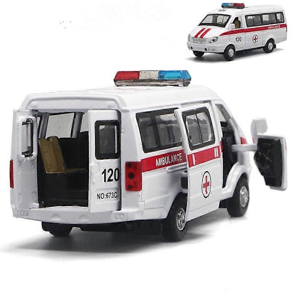Uusi seosvetävä 1:32 ambulanssipakettiauto, pelastusajoneuvolelut, lasten pakettiautolelut, simulaatioääni ja valo Leikkiautot white