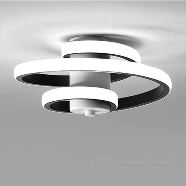 Moderne LED-loftslys, 18W kreativ spiralloftslampe, akryllysekrone i metal til soveværelse, stue, køkken (Cool White 6000K)