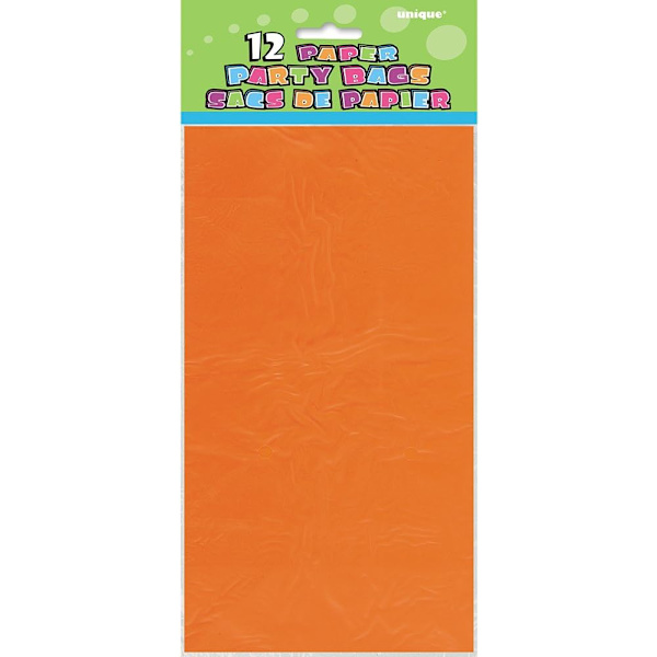 Orange Papir Festtasker (25cm x 13cm) 12 stk. - Perfekt til fester og begivenheder orange