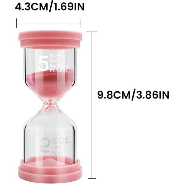 Sæt med 4 timeglas, farvet timeglas-sæt i transparent glas, sandur 5 min/10 min/15 min/30 min - timeglas-timer