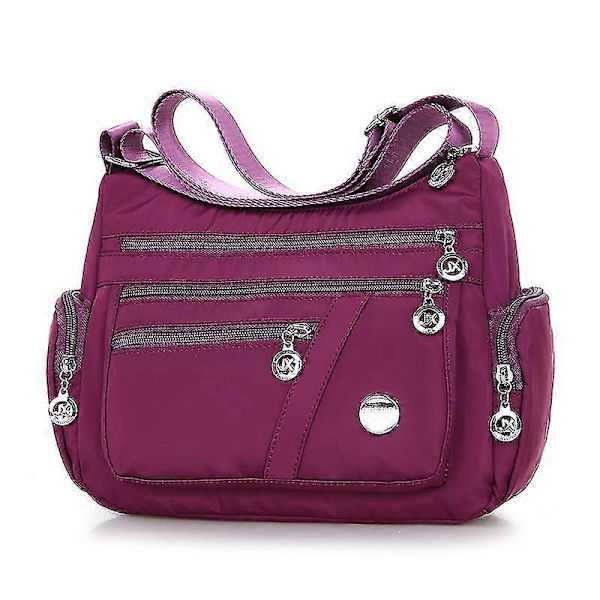 Modeväska i Vattentätt Nylon för Kvinnor, Enkelsidig Axelväska, Crossbody Väska, Handväska, Messenger Väska (Svart) Rose edited