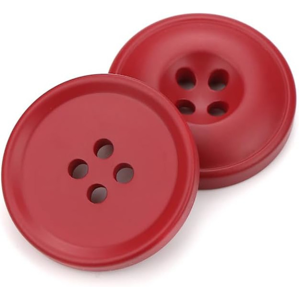 20 stk 22mm Runde 4 Hull Harpiksknapper, Premium Farger Klassisk Minimalistiske Runde Erstatningsknapper, Sy DIY Håndverk Knapper, Rød