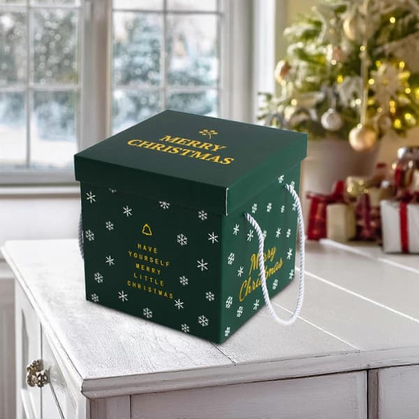 Julgran Juldekorationer 2st Julklappsförpackning Stor Godis Handhållen Presentförpackning Tom Låda Julförpackning Presentförpackning (Grön 20cm)