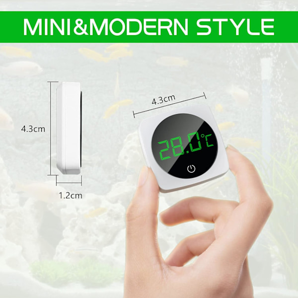 Akvarie Termometer, Pekskärm, Noggrann Temperatursensor för Akvarium, Vatten Termometer