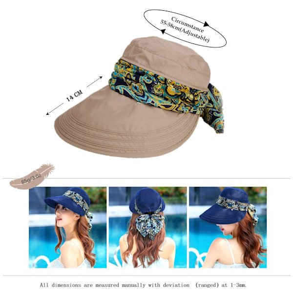 Pakbar, formbar, ekstra stor floppy solhat, reversibel, UPF 50+, strand solhat khaki