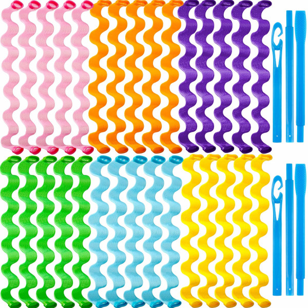 Spiral curler styling kit med värmefria rullar, 30 st 45 cm