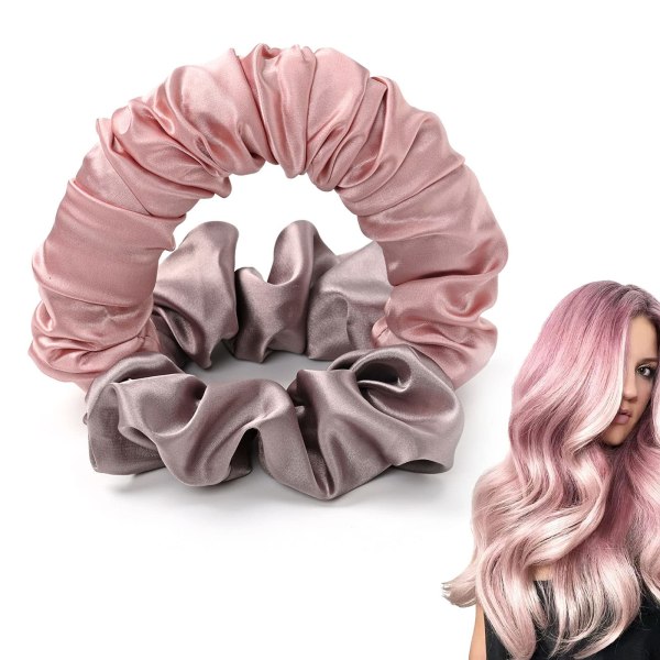 Heatless Curlers Pannebånd, Heatless Wave Curlers Overnight Curls Hair Bun Maker Flower Curl, DIY Hårstylingverktøy (grønn) (Dyp rosa) pink