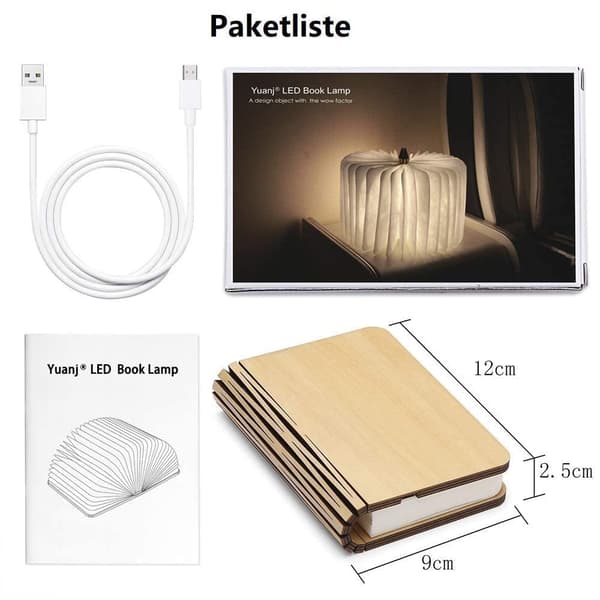 Træ folde boglampe, magnetiske LED boglamper