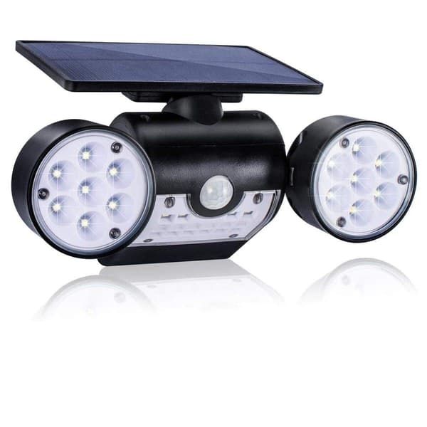 Utendørs solcellelys, utendørs solcellevegglys, med 30 vanntette doble LED-spotlights, 360 graders rotasjon, sensor