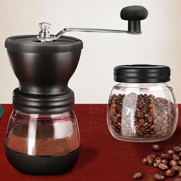 Kaffe- og pepperkvern i rustfritt stål, stillegående kaffekvern, svart