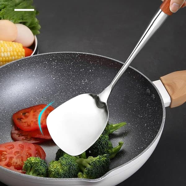 42,5 cm Wokspatel i rostfritt stål, matlagningsredskap, diskmaskinsäker för wokmatlagning