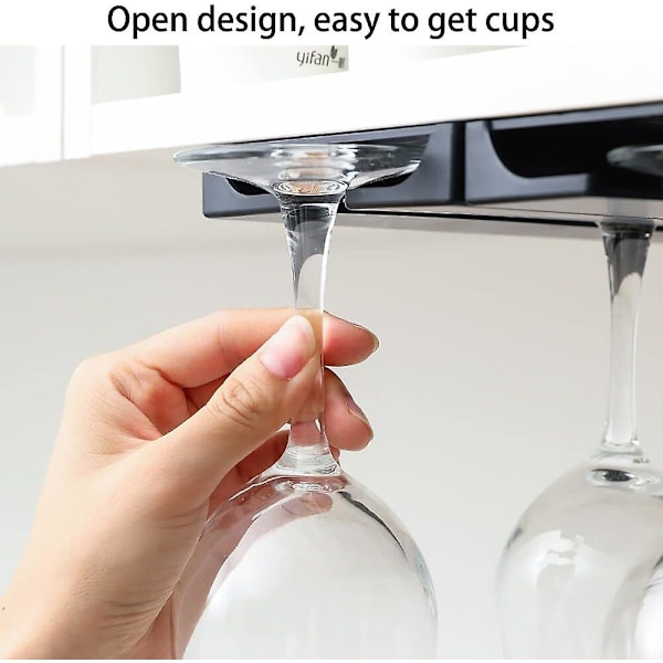 2 Pak Vin Glas Stativ, Vin Glas Holdere Hængende Under Hylde, Hylde Vin Kop Display Stativ